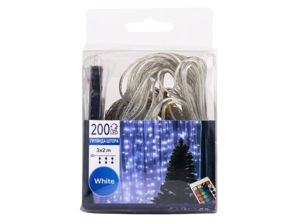 Гирлянда-штора 200LED белая от USB 3х2м, 9133-020