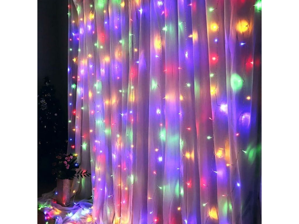 Гірлянда-штора 200LED різнокольорова від USB 3х2м, 9133-021