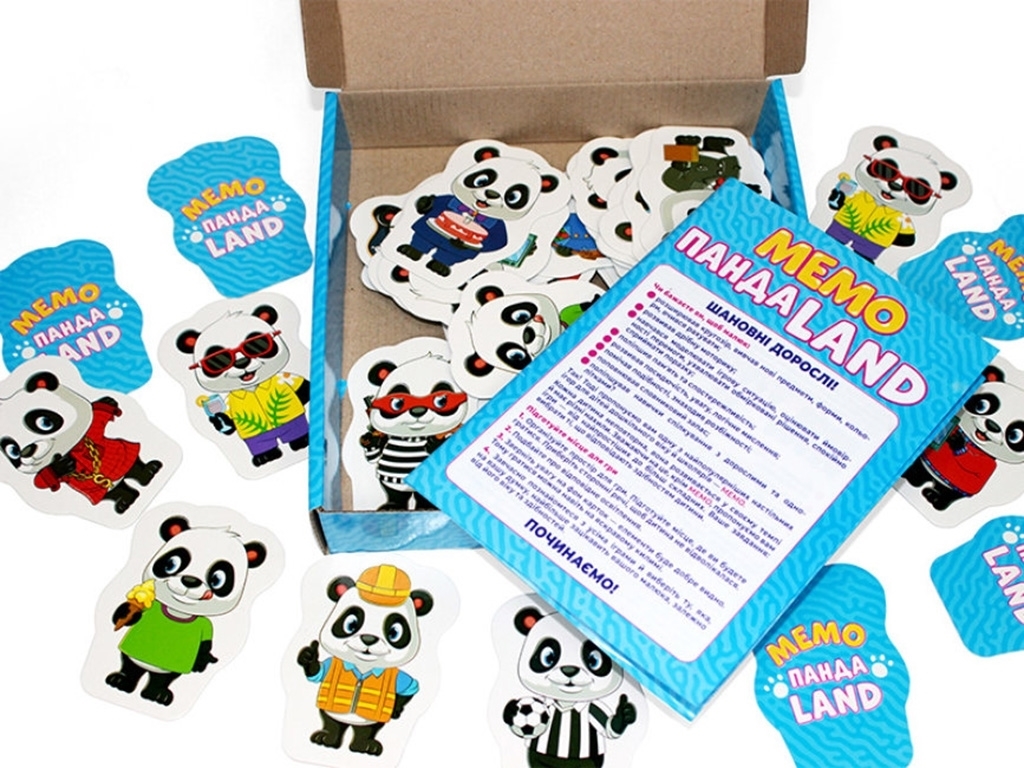 Настільна гра мемо Panda Land, картки, 3+, розвиток пам’яті, Наочні посібники