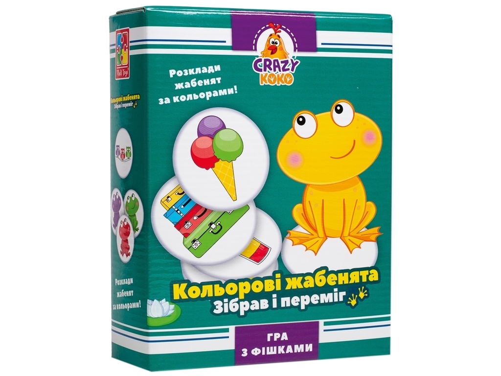 Гра настільна Кольорові жабенята, сортування кольорів, Vladi Toys