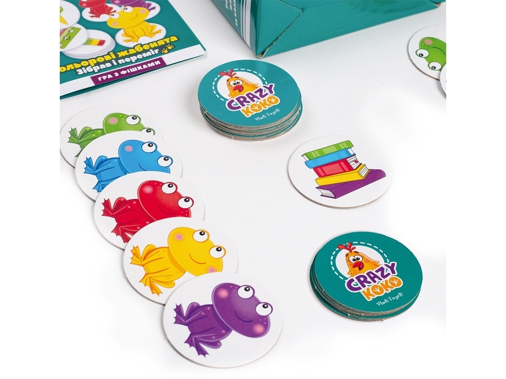 Гра настільна Кольорові жабенята, сортування кольорів, Vladi Toys