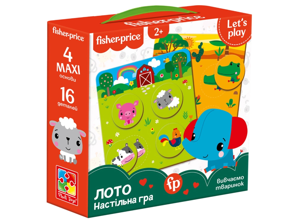 Гра настільна Лото, Вивчаємо тваринок, Vladi Toys