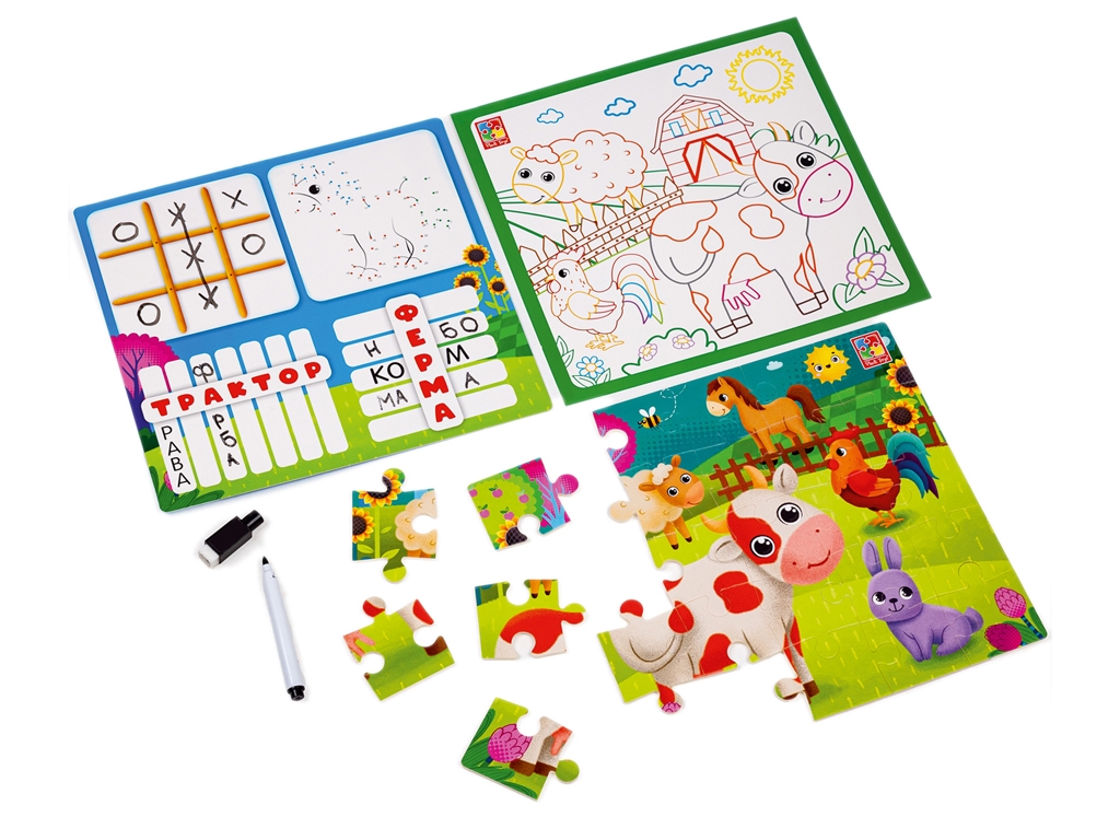 Игра настольная "Набор 4 в 1 Ферма", украинский, 3+, Vladi Toys