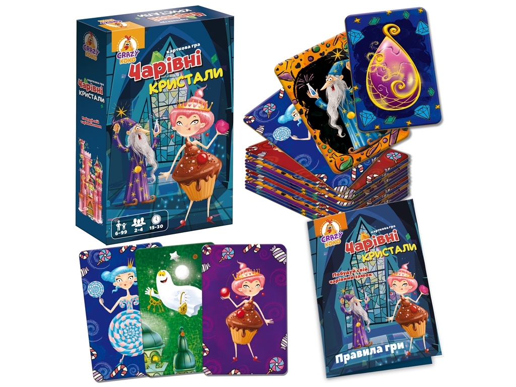 Гра настільна карткова Чарівні кристали, 50 карток, збір кольорів, Vladi Toys