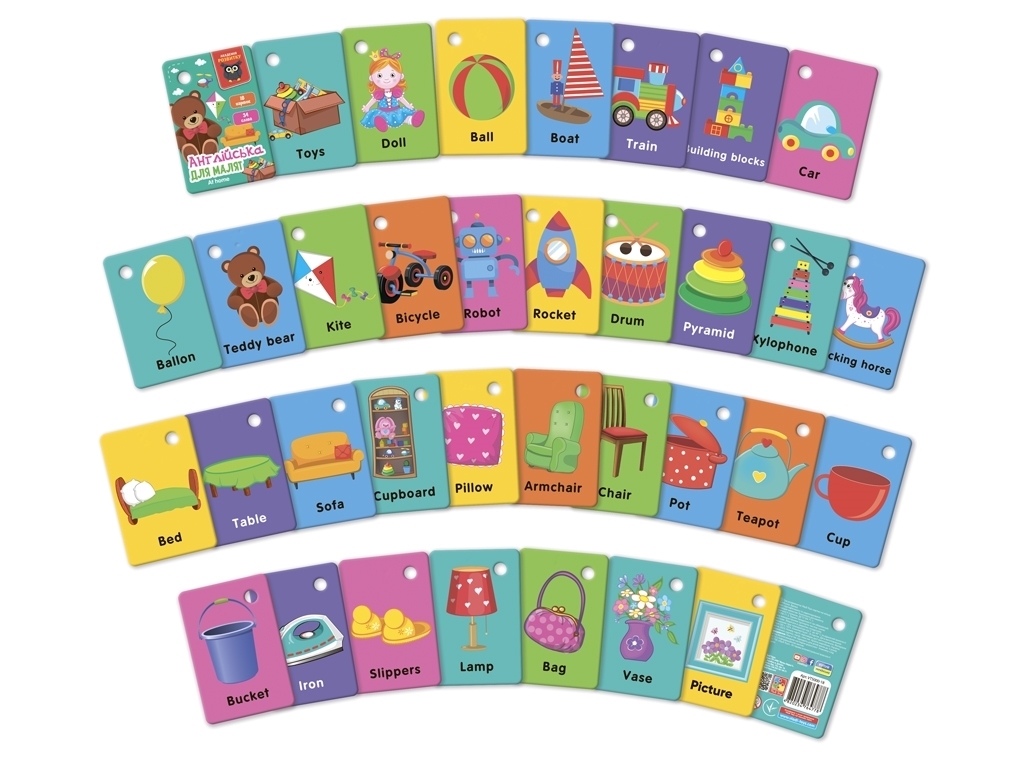 Гра розвиваюча Картки на кільці, Англійська, Вдома, Vladi Toys