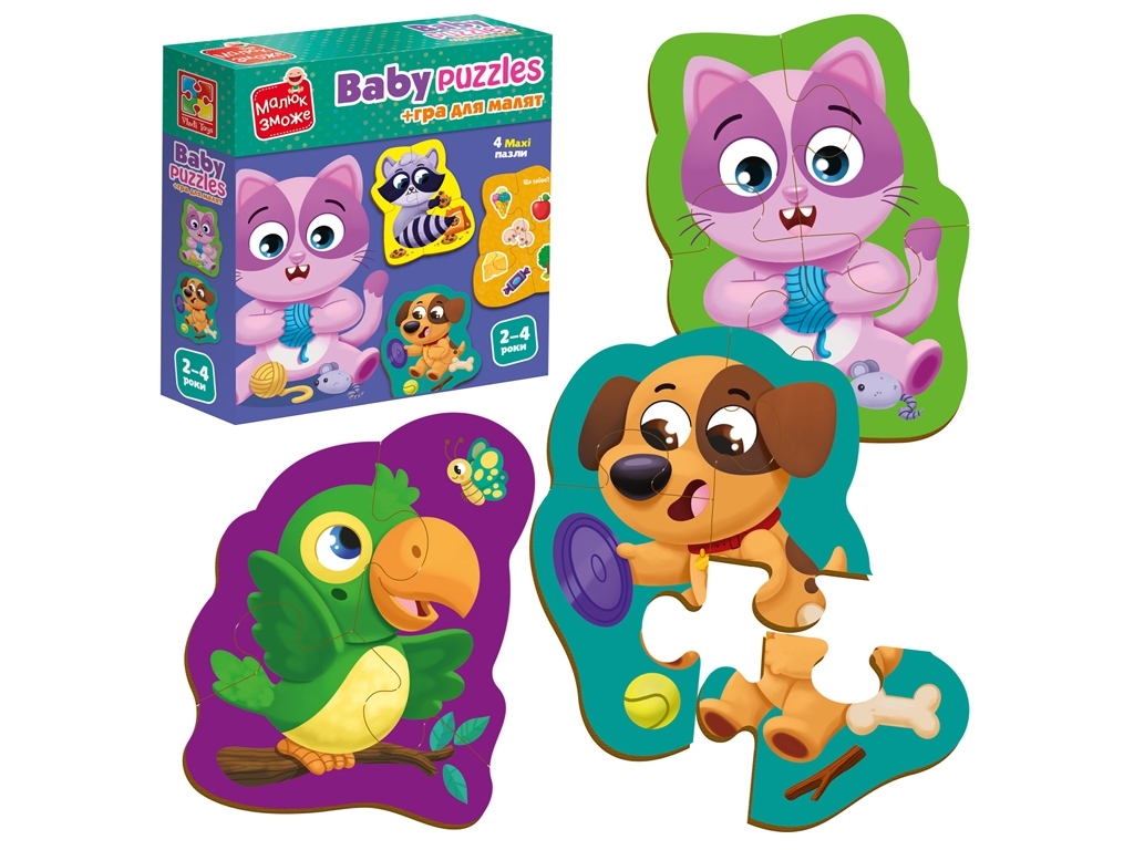 Гра розвиваючі картонні пазли з грою, Домашні улюбленці, Vladi Toys