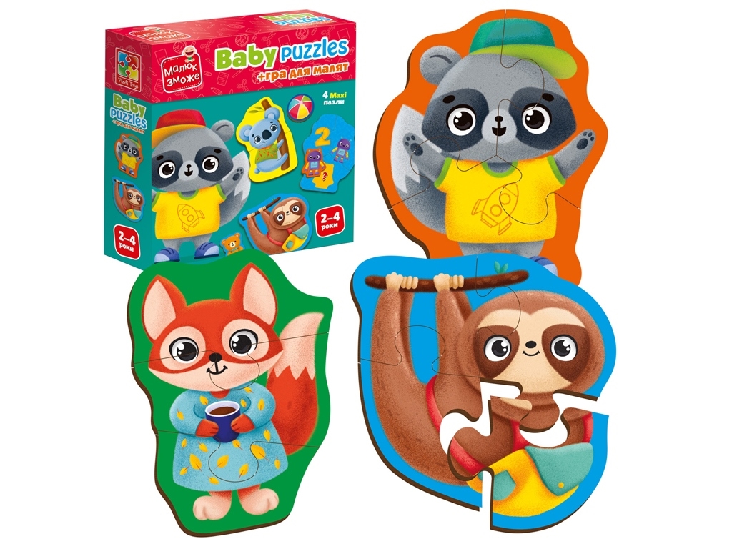 Гра розвиваючі картонні пазли з грою, Тварини, Іграшки, Vladi Toys