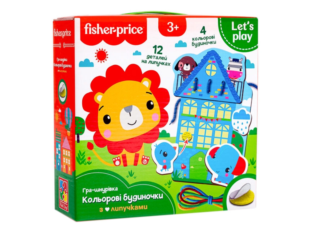 Гра-шнурівка Fisher Price, Кольорові будиночки, Vladi Toys