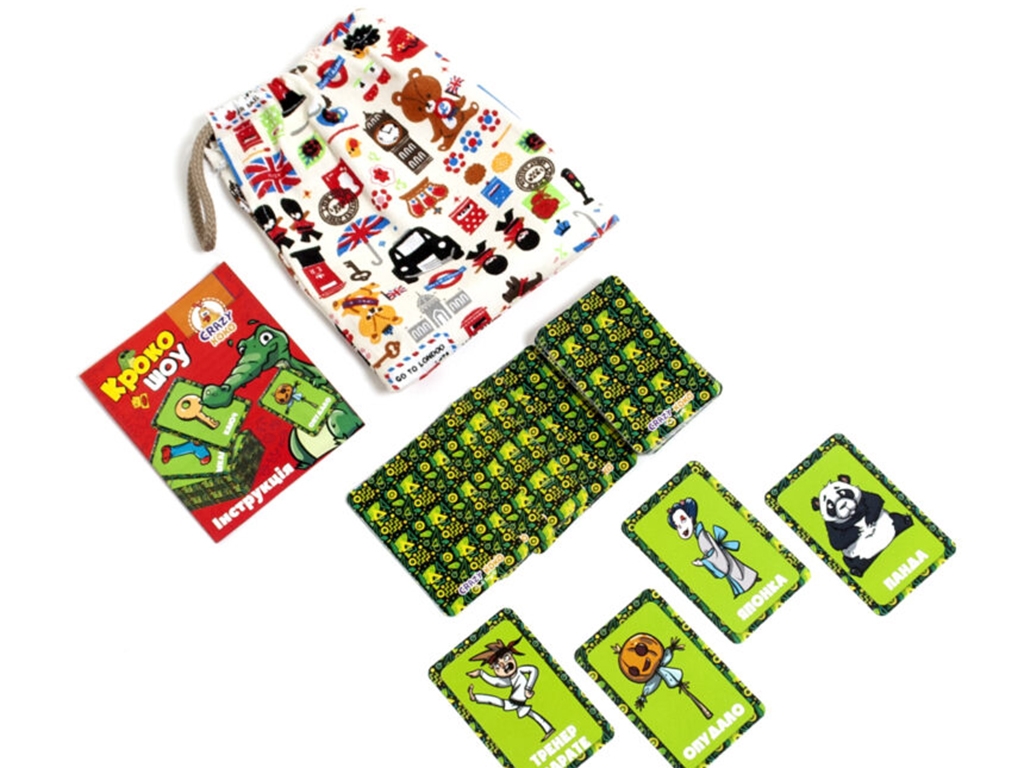 Гра настільна карткова Крокошоу в мішку, 55 карток, показує жестами, Vladi Toys