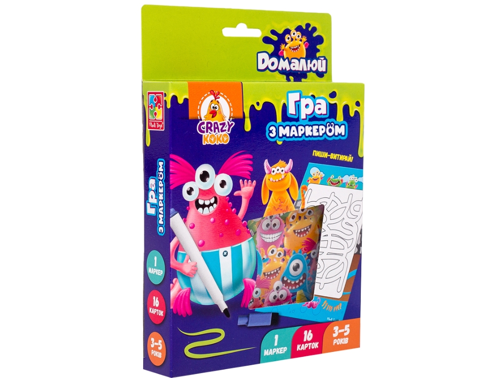 Гра з маркером, Пиши та витирай, Монстрики, Vladi Toys