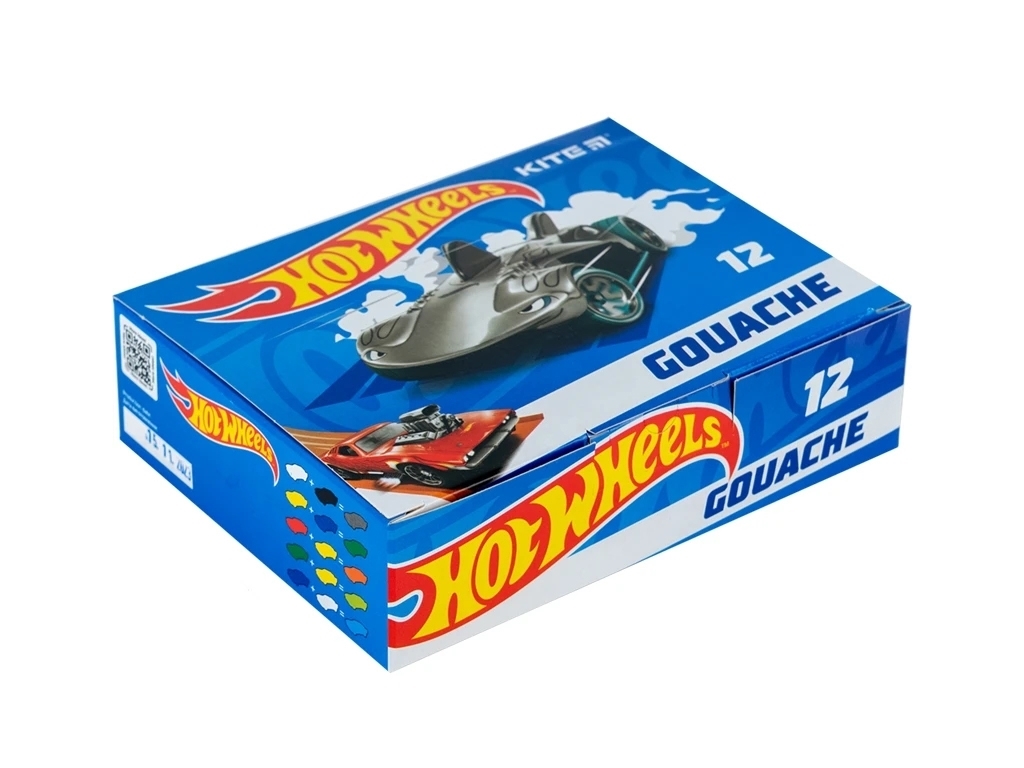 Гуашь Hot Wheels 12 цветов, 20 мл, Kite