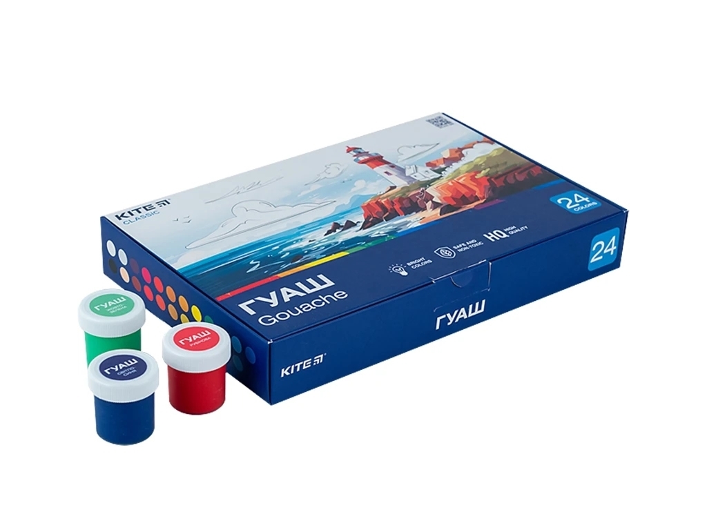 Гуашь Classic 24 цветов, 20 мл, Kite