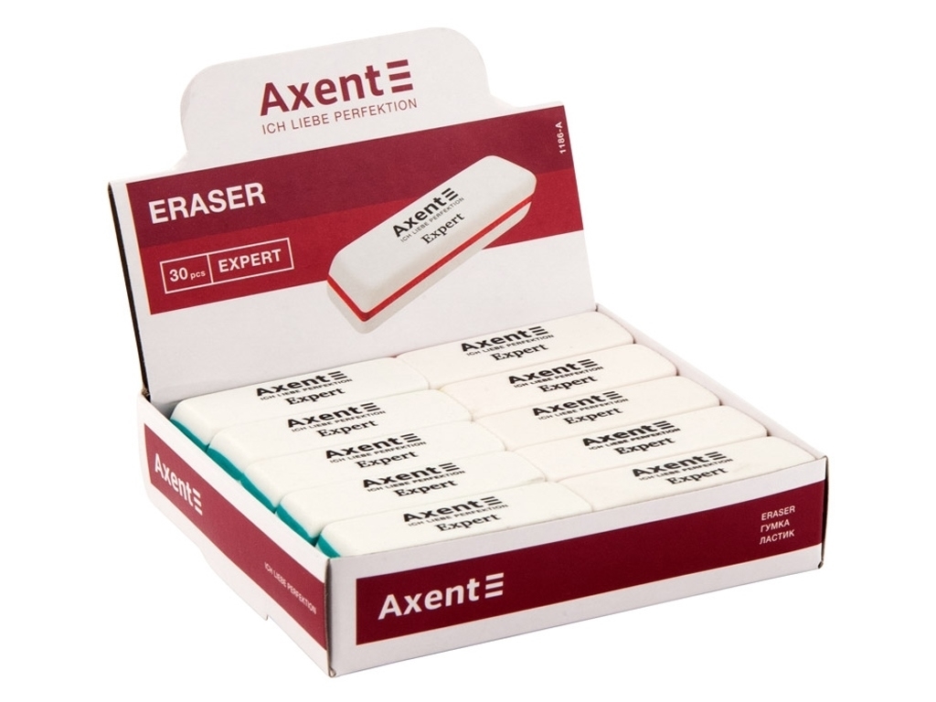 Гумка м’яка Axent Expert 1186-A 55×18×8 мм, скошені краї, асорті, Axent