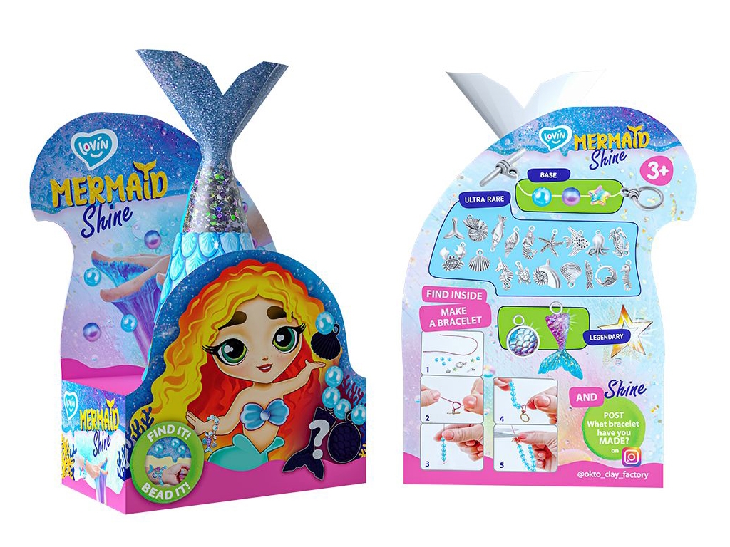 Іграшка-антистрес з набором для створення браслета Mermaid Shine, 250 мл, з намистинами, LovinDO