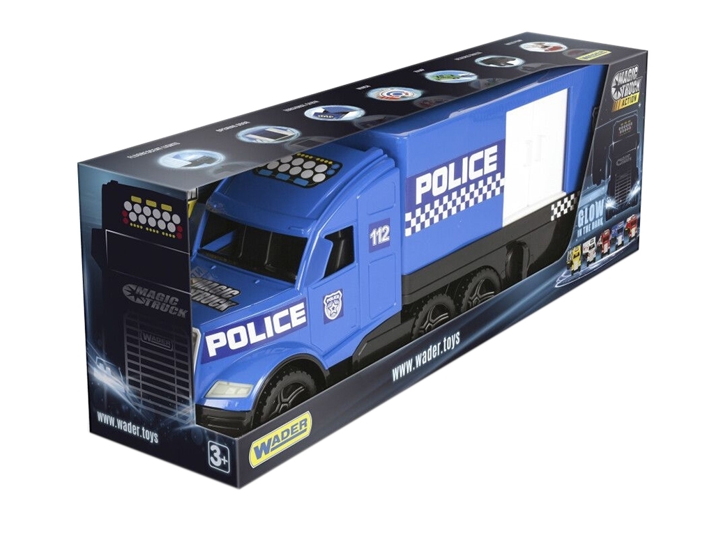 Машинка трейлер Police Truck 36201 79 см, открывающаяся дверь, Wader