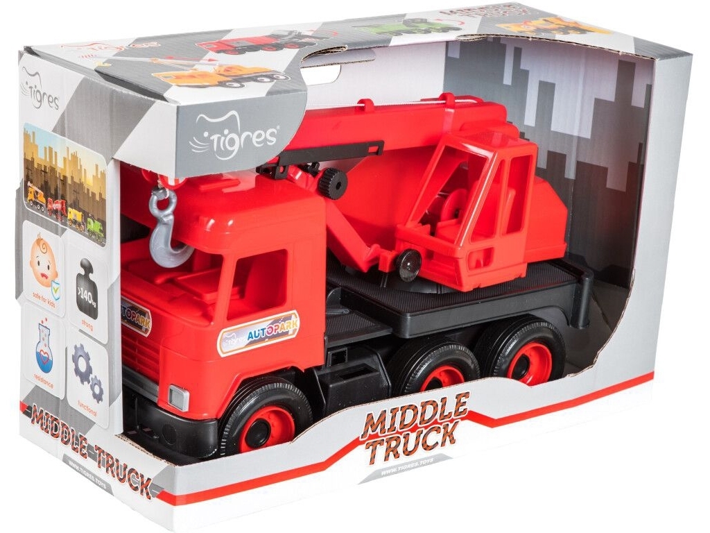 Авто Middle truck кран червоний в коробці. Tigres 39487