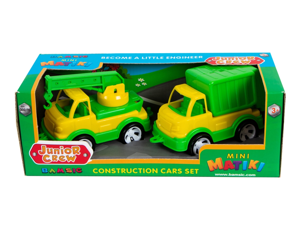 Набор машинок кран и мусоровоз Mini Matik B, 2 шт, движущиеся детали, Bamsic