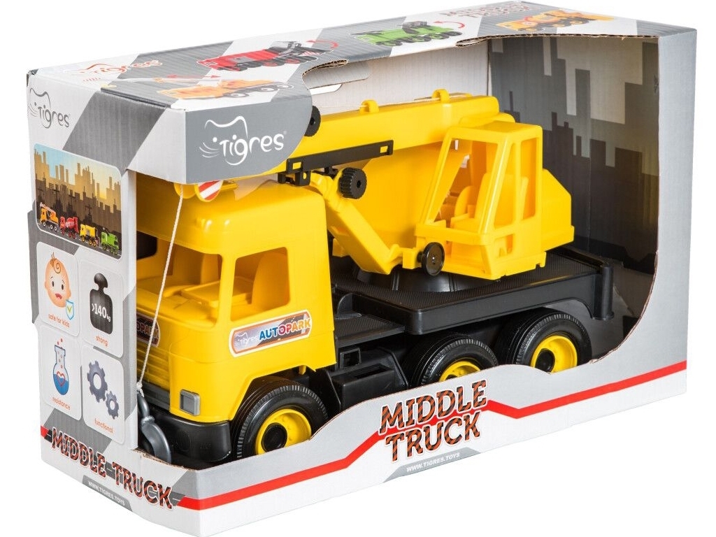 Авто Middle truck кран жовтий в коробці. Tigres 39491