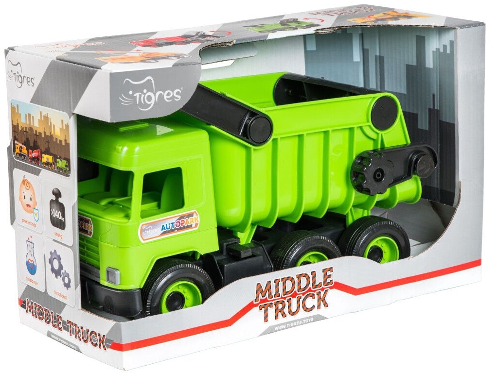 Авто Middle truck самоскид світло зелений в коробці. Tigres 39482