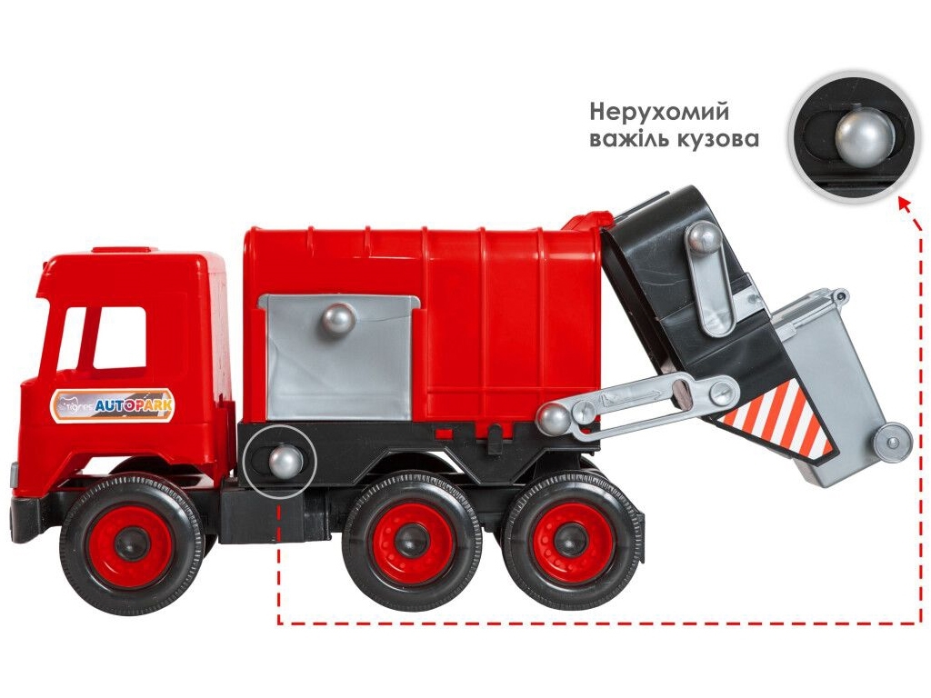 Авто Middle truck сміттєвоз червоний в коробці. Tigres 39488
