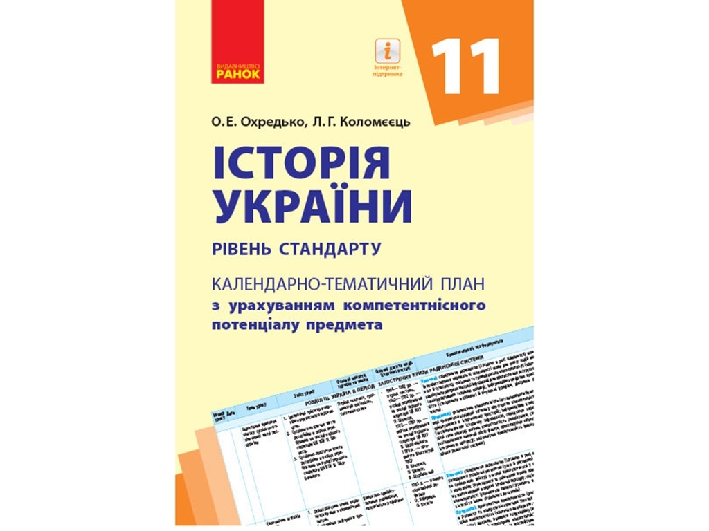 Календарно-тематичний план "Історія України. 11 клас. Рівень стандарту", О.Е. Охредько