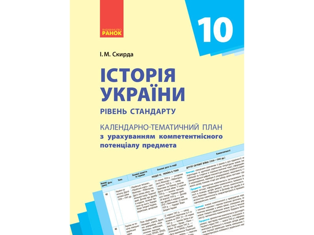 Календарно-тематичне планування “Історія України”, 10 клас, І. М. Скирда, Ранок