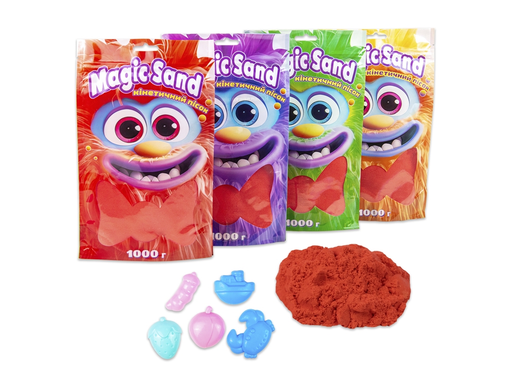 Кинетический песок Magic Sand красный в пакете, 1 кг, для лепки, Strateg