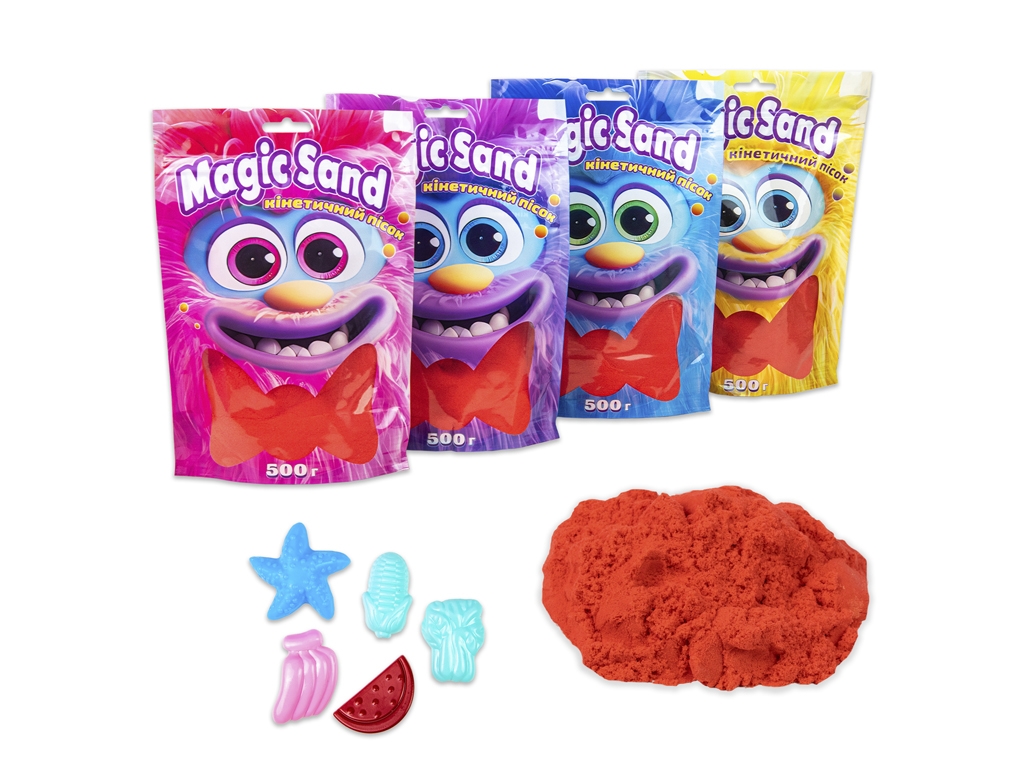 Кинетический песок Magic Sand красный в пакете, 0,5 кг, для лепки, Strateg