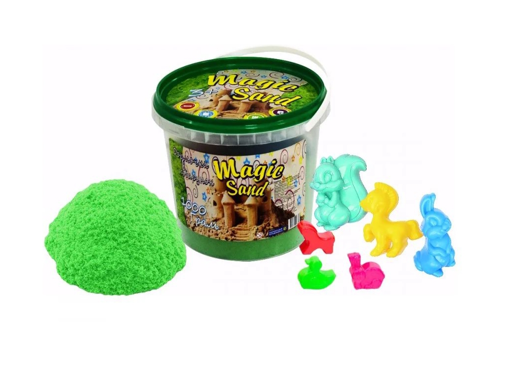 Кинетический песок Magic Sand зеленый, 1 кг, для лепки, Strateg