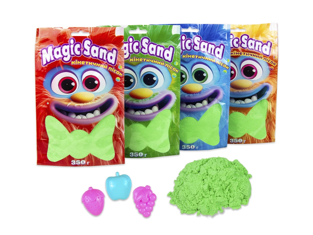 Кінетичний пісок Magic Sand зелений у пакеті, 350 г, для ліплення, Strateg