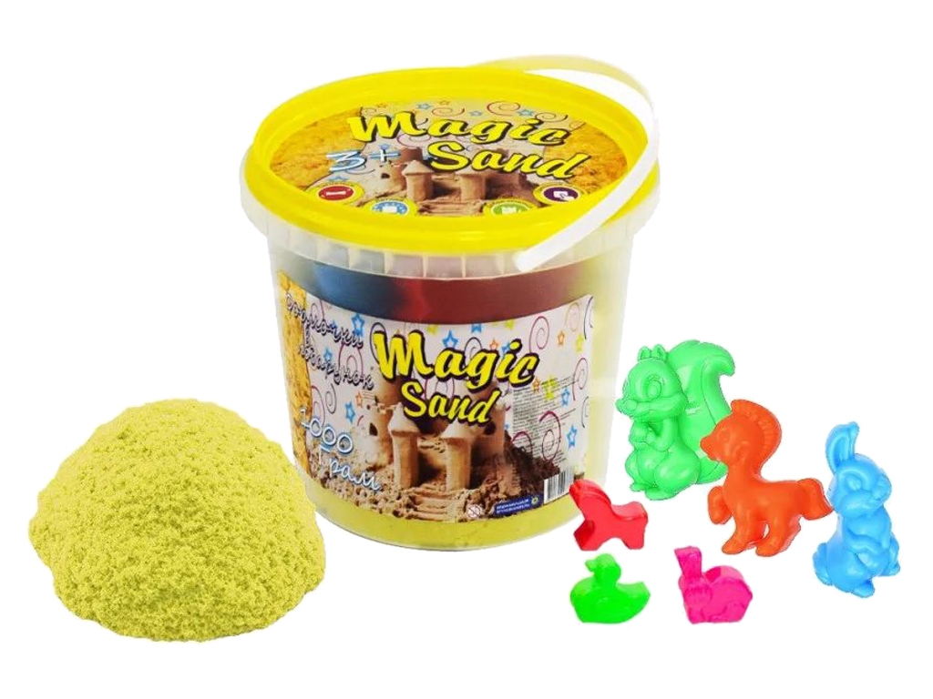 Кинетический песок Magic Sand желтый, 1 кг, для лепки, Strateg