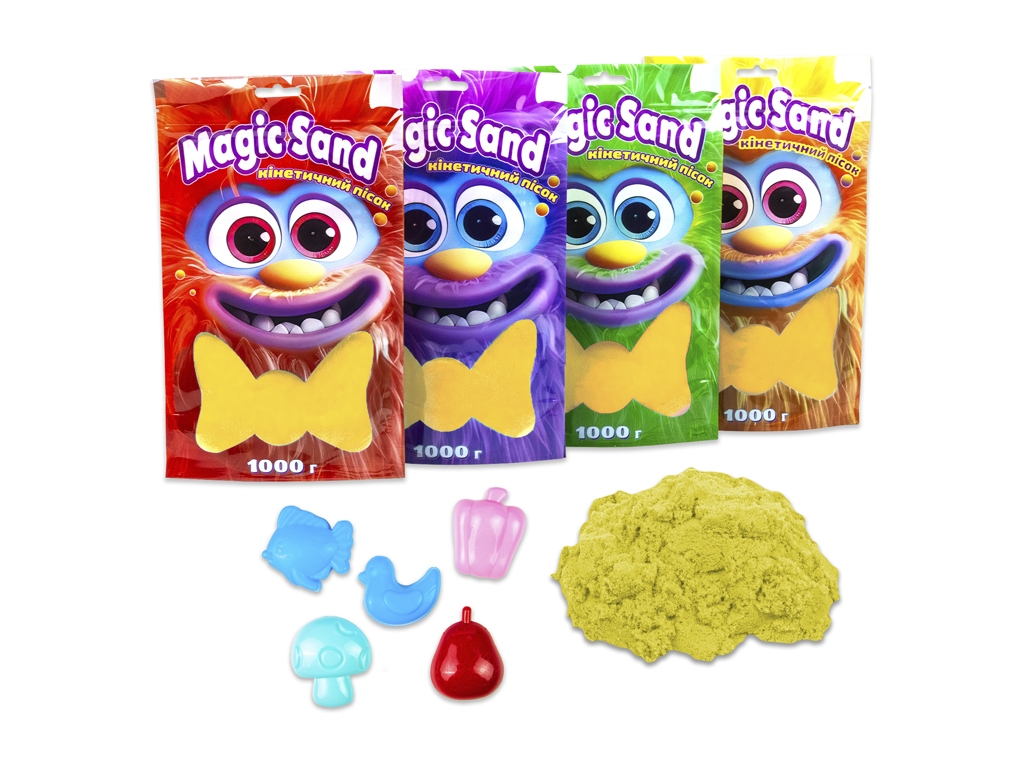 Кинетический песок Magic Sand желтый в пакете, 1 кг, для лепки, Strateg