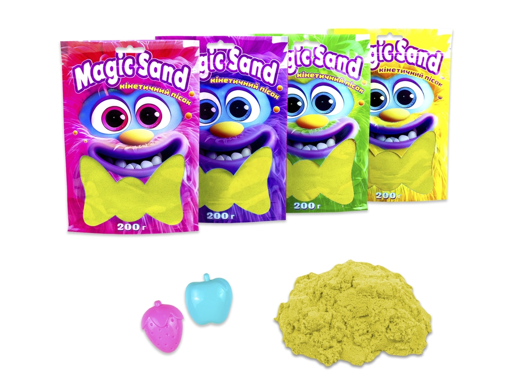 Кінетичний пісок Magic Sand жовтий у пакеті, 200 г, для ліплення, Strateg