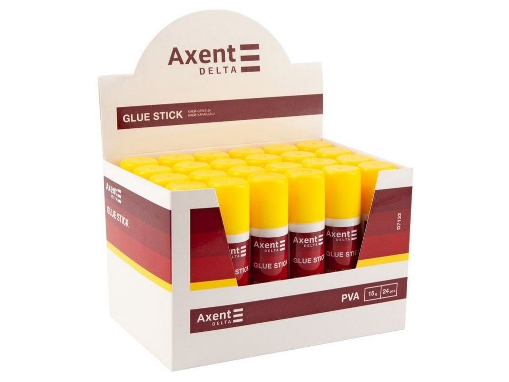 Клей-олівець PVA з дисплеєм Delta Axent D7132, 15 г, для паперу та картону, Axent