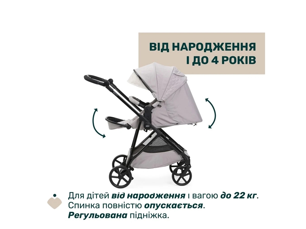 Коляска 2 в 1 Seety, світло-бежева, Chicco