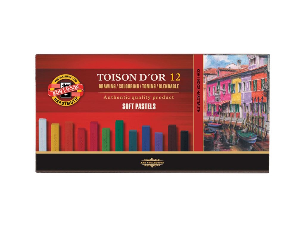 Мел-пастель сухая Toison D'or, 12 цветов, мягкая для художественных работ, Koh-I-Noor