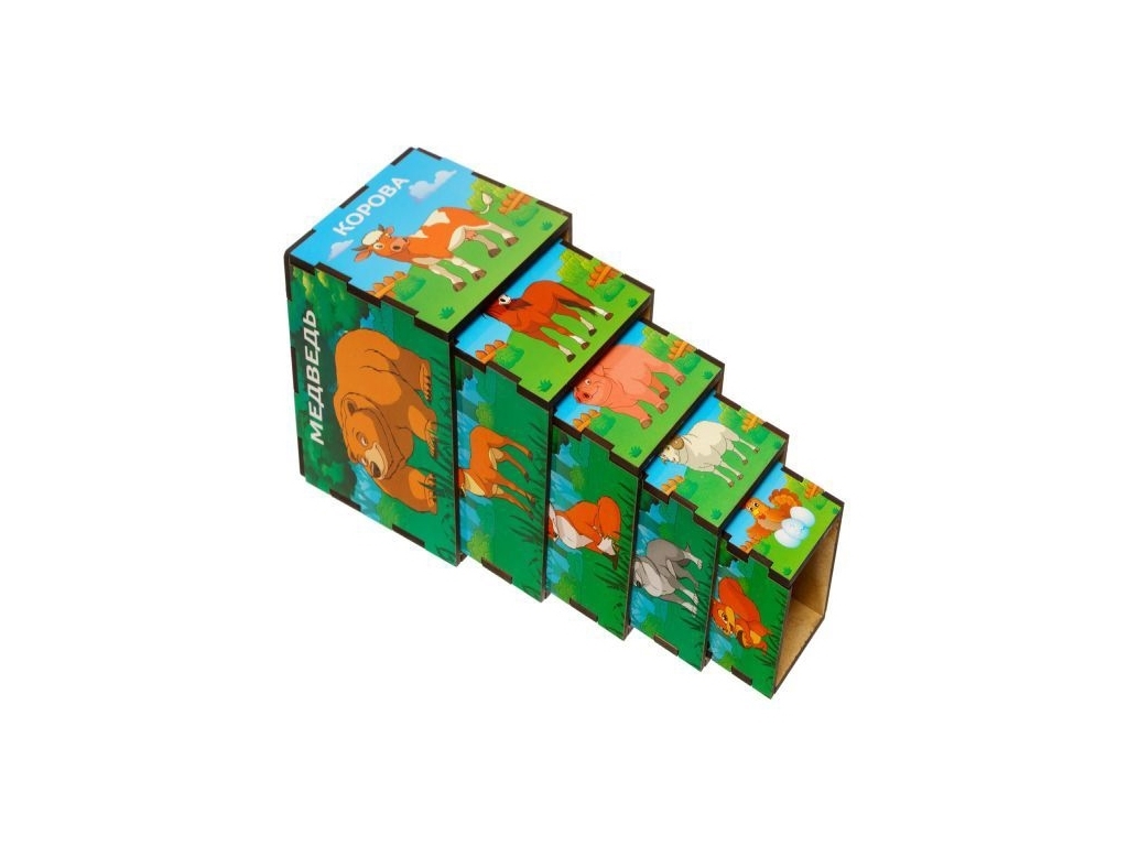 Кубики-пирамидки Животные - среда обитания 8,5х8,5 см, Ubumblebees
