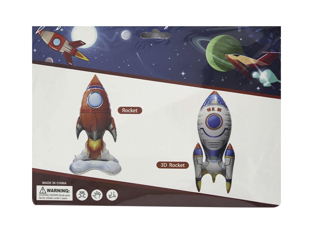 Шарик фигурный фольгированный 3D Ракета 127х50 см, YY-F0975