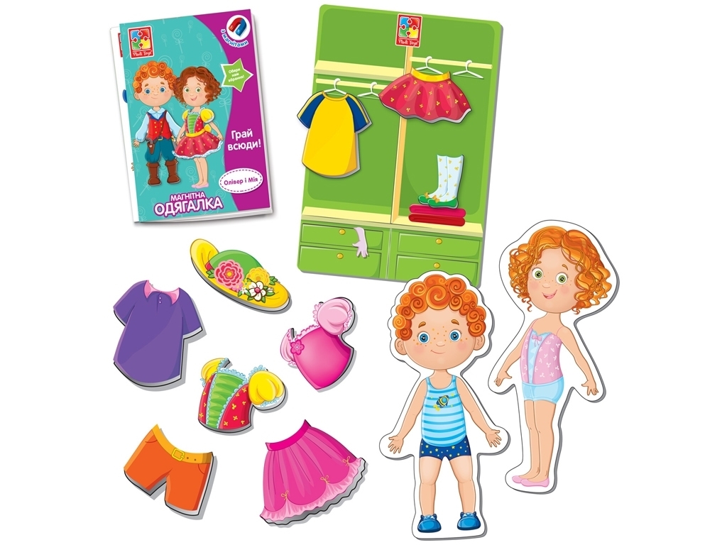 Магнитная одевалка Оливер и Мия, Vladi Toys VT3702-12