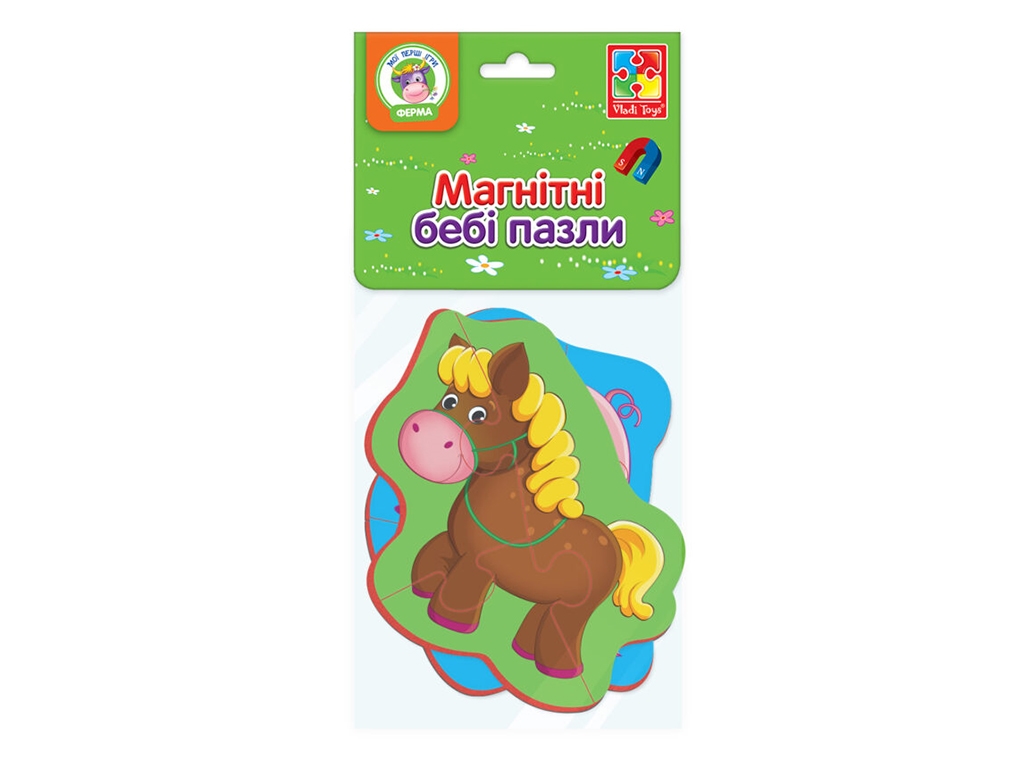 Магнітні бебі пазли, Конячка і порося, 3-4 элемента, Vladi Toys