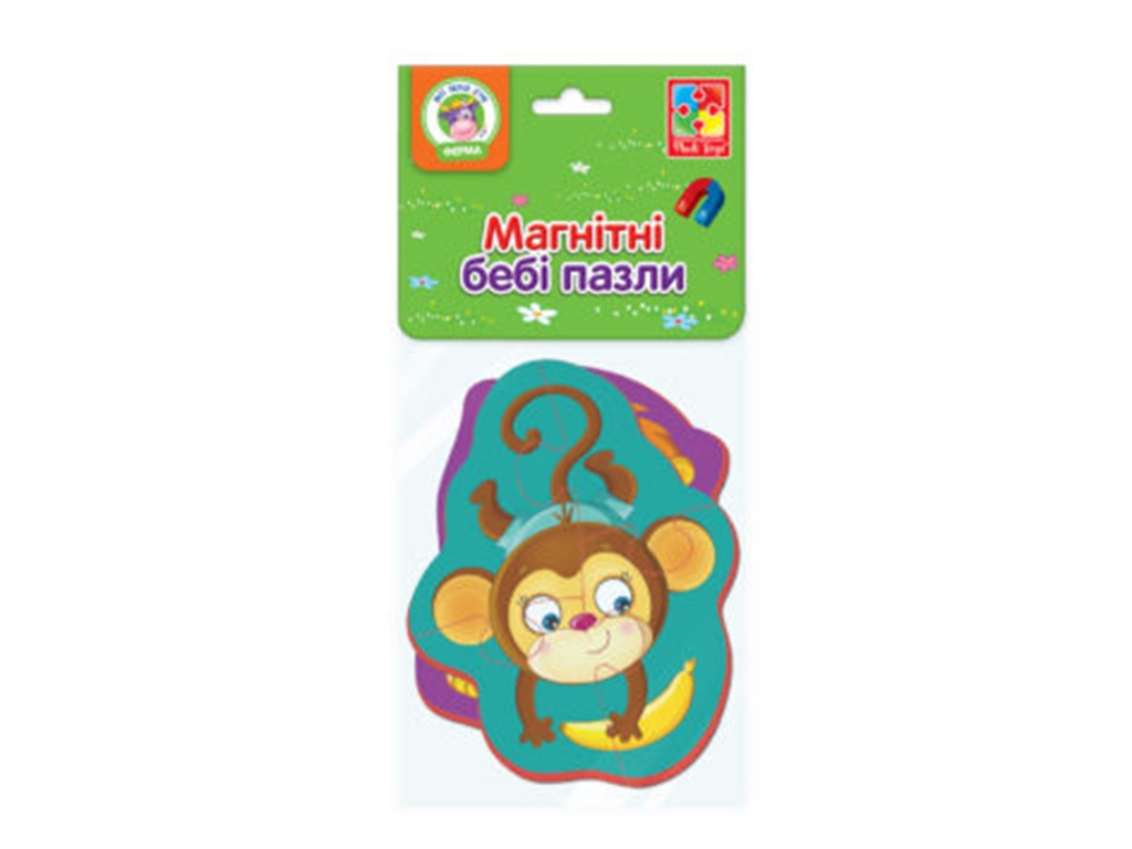 Магнитные беби пазлы, Львенок и обезьянка, 3-4 элемента, Vladi Toys