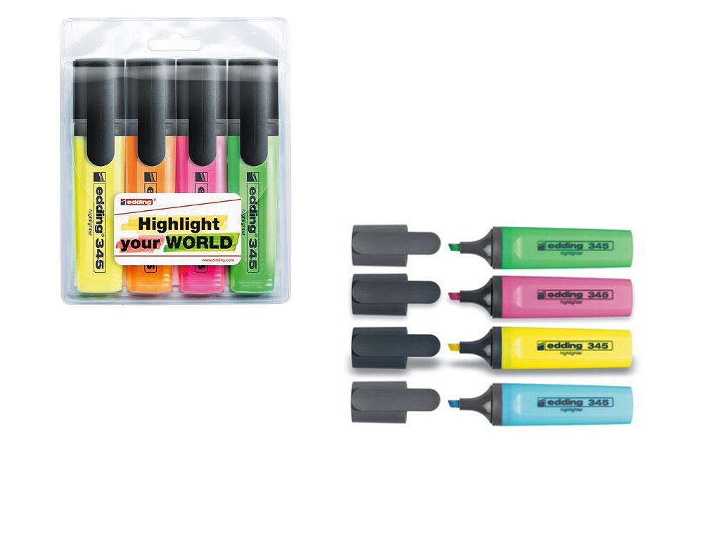 Маркер Highlighter 4 кольори. Edding e-345/4/SE