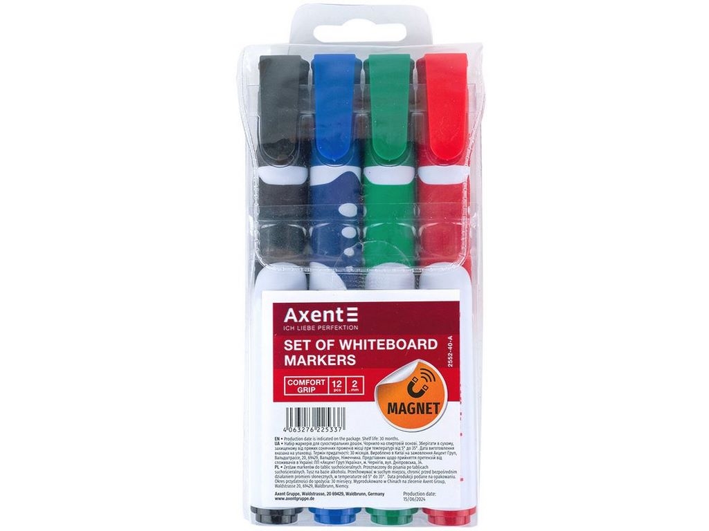 Маркер Whiteboard Comfort Grip 4 цвета. Axent 2552-40-A