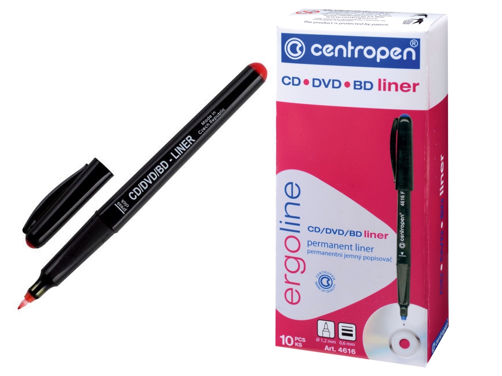 Маркер CD-Liner ergoline червоний 0,6 мм, для CD/DVD/BD дисків, Centropen