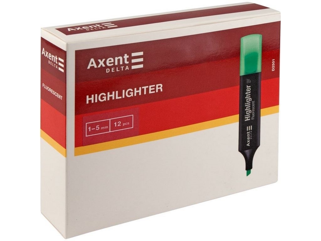 Маркер текстовий Axent Delta Highlighter D2501-12, 1–5 мм, клиноподібний, помаранчевий, Axent