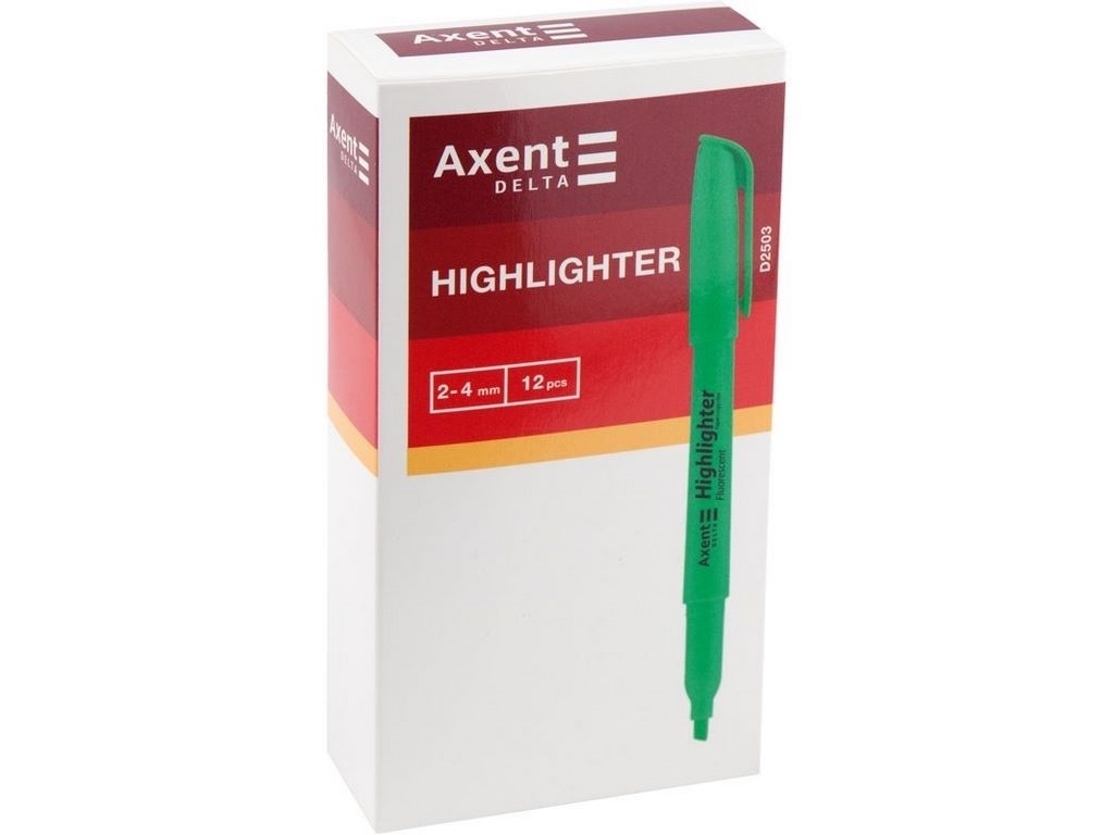 Маркер текстовиділювач Axent Delta Highlighter, помаранчевий, клиноподібний, 2–4 мм