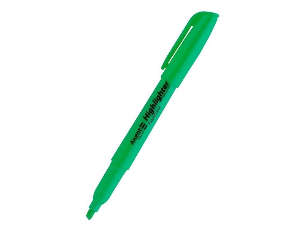 Маркер текстовиділювач Axent Delta Highlighter, зелений, клиноподібний, 2–4 мм
