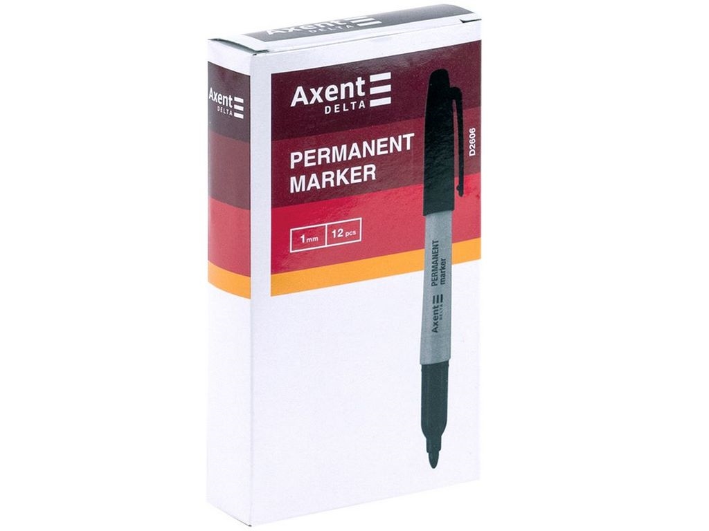 Маркер Permanent круглий чорний 1 мм. Axent D2606-01