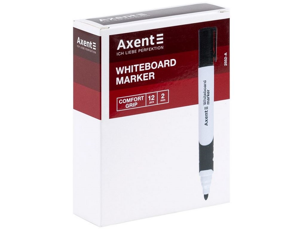 Маркер Whiteboard Comfort Grip круглый чёрный 2 мм. Axent 2552-01-A