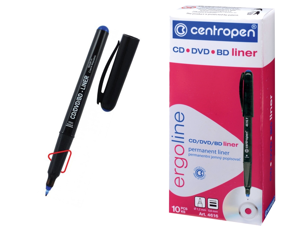 Маркер CD-Liner ergoline синий 0,6 мм, Centropen